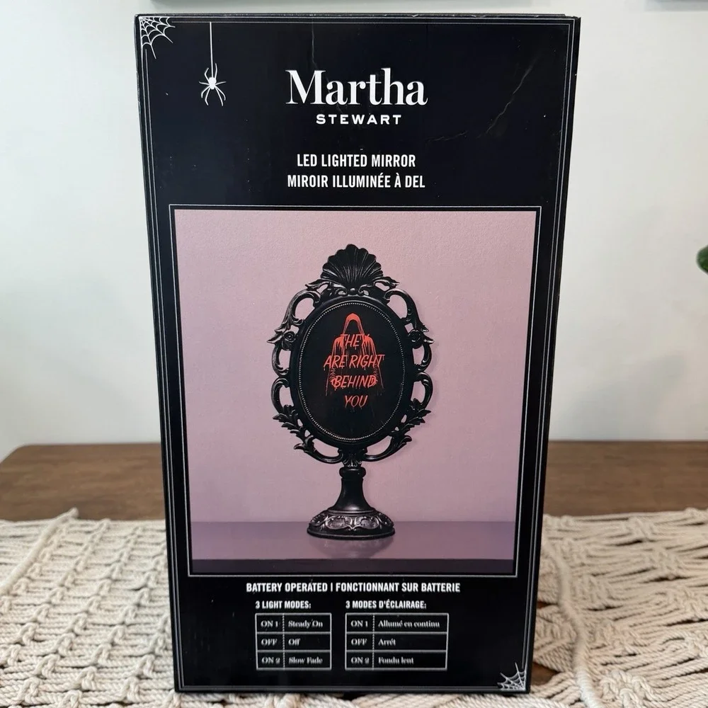 Martha Stewart Halloween LED Lighted Mirror They Are Right Behind You Creepy NEW